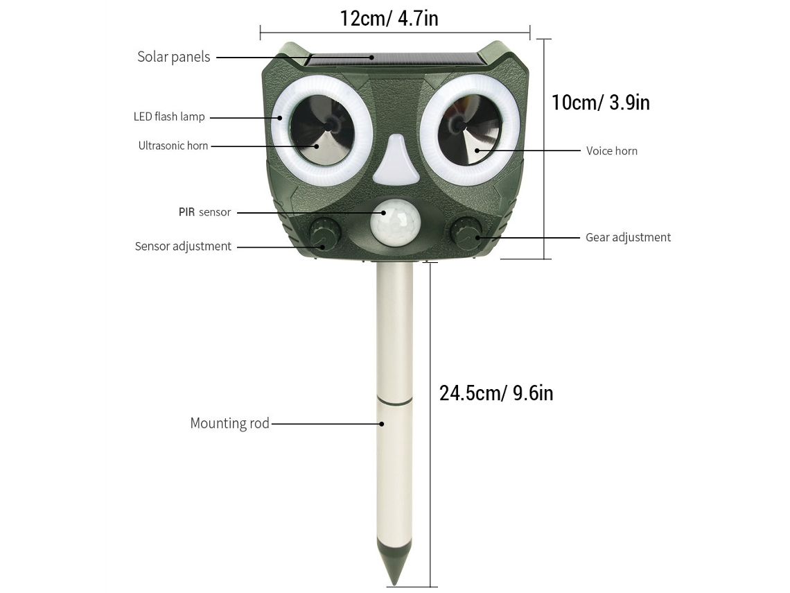 Repelente Ultrassônico Soar para Animais Jardim