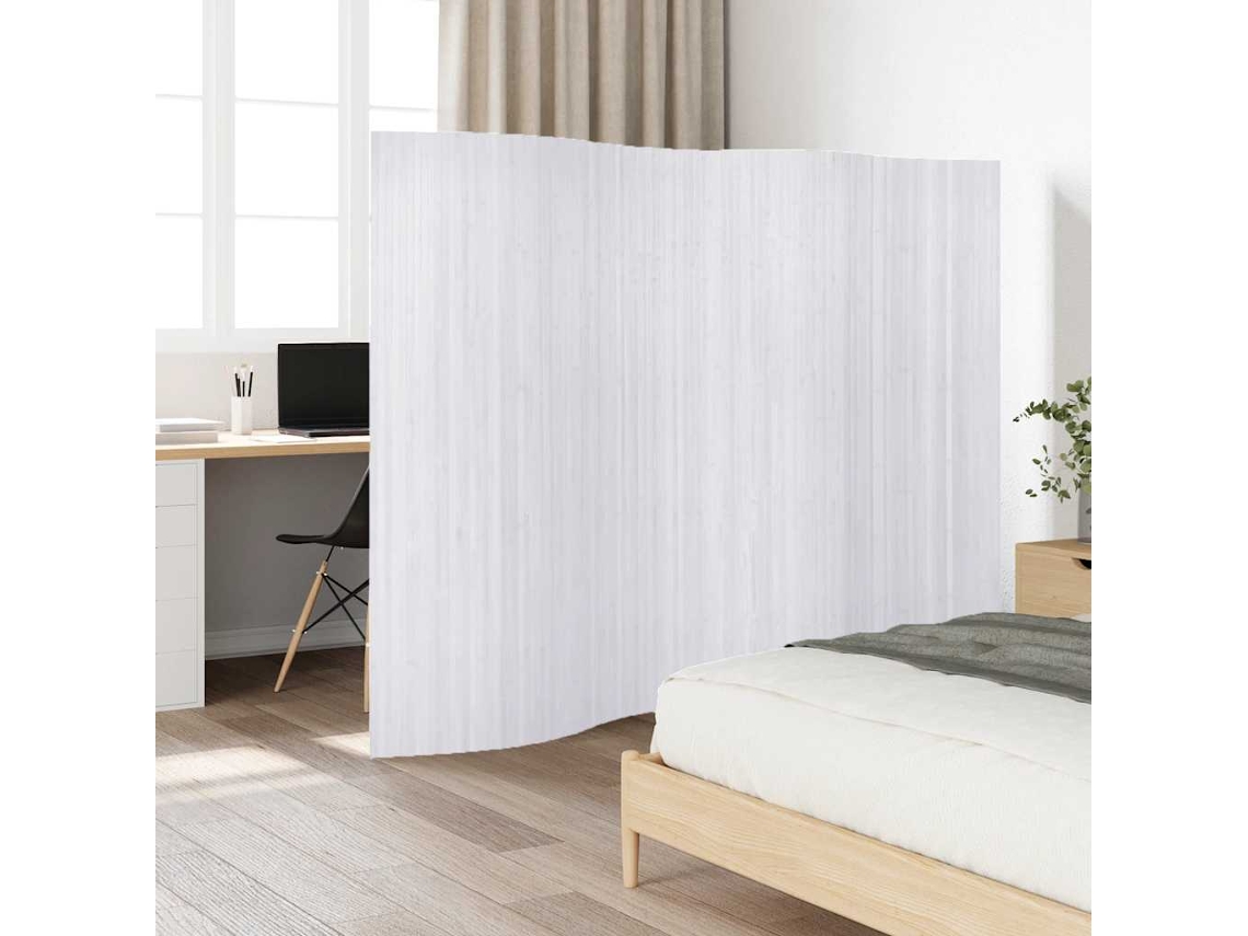 Vidaxl Biombo/divisória De Sala Largura 250 Cm Altura 165 Cm Bambu Branco