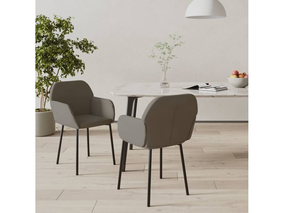 Vidaxl Cadeiras De Jantar 2 Pcs Veludo Cinzento-escuro