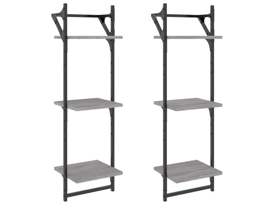 Conjunto de Estantes com Barras 2 Pcs 30x25x100 cm Cinza Sonoma MAISON EXCLUSIVE