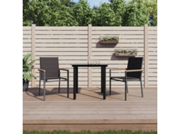 Vidaxl 3 Pcs Conjunto de Jantar para Jardim Textilene e Aço Preto