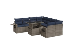 Conjunto de 9 Sofás de Jardim com Almofadões Vime Pe/acácia Cinzento MAISON EXCLUSIVE (0)