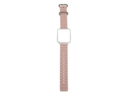Pulseira de Silicone com Capa Bumper para Watch Fit 3 Ajustável Dusty Roseate