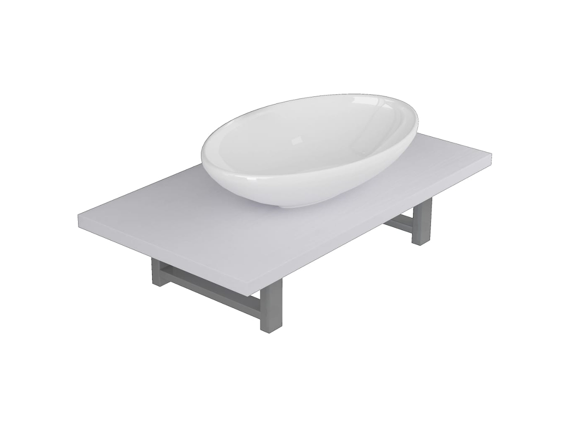 Bathroom Furniture Set, Bathroom Furniture Sets Vidaxl Branco Cerâmica (60 Cm Shelf And 40 Cm Oval-shaped Basin)