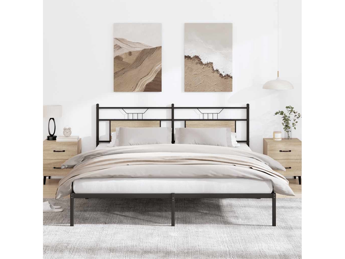 Vidaxl Estrutura Cama S/ Colchão Derivados De Madeira Carvalho Sonoma