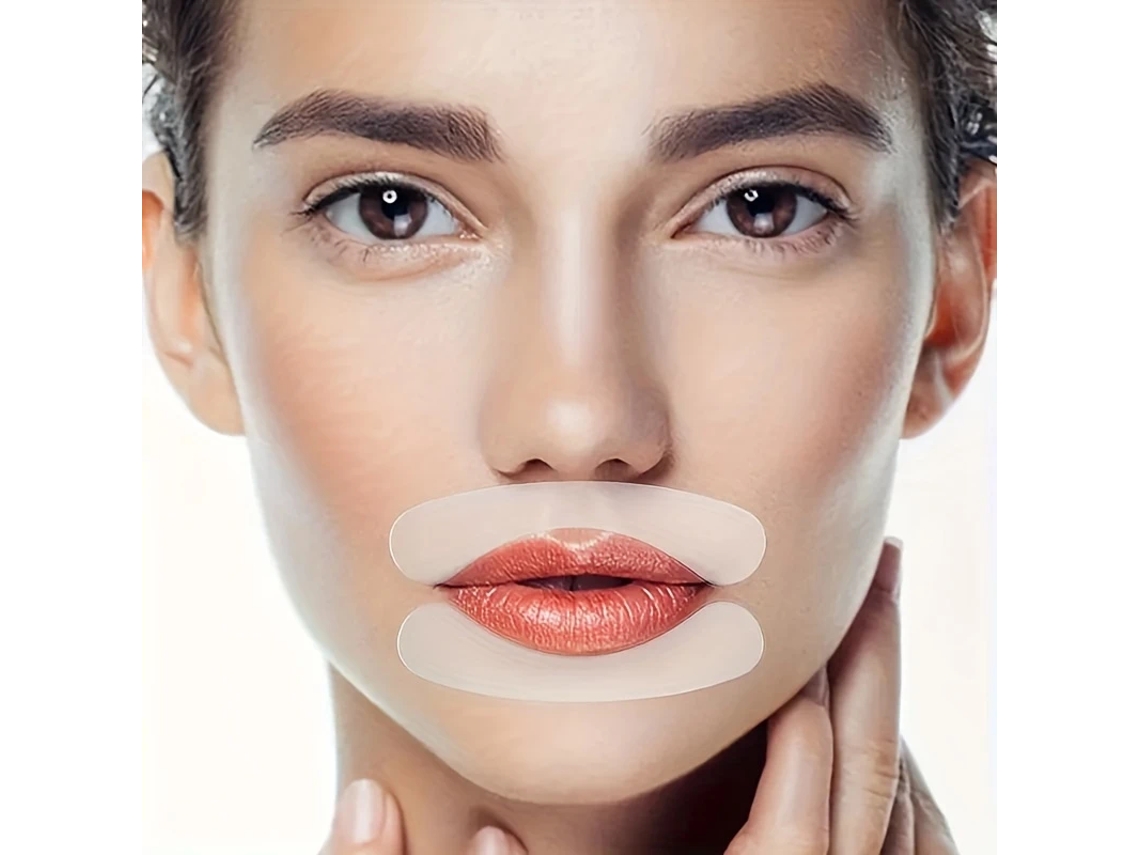 Dois Adesivos Labiais De Silicone Reutilizáveis, Antirrugas, Transparentes, Com Efeito Lifting E Firmador.