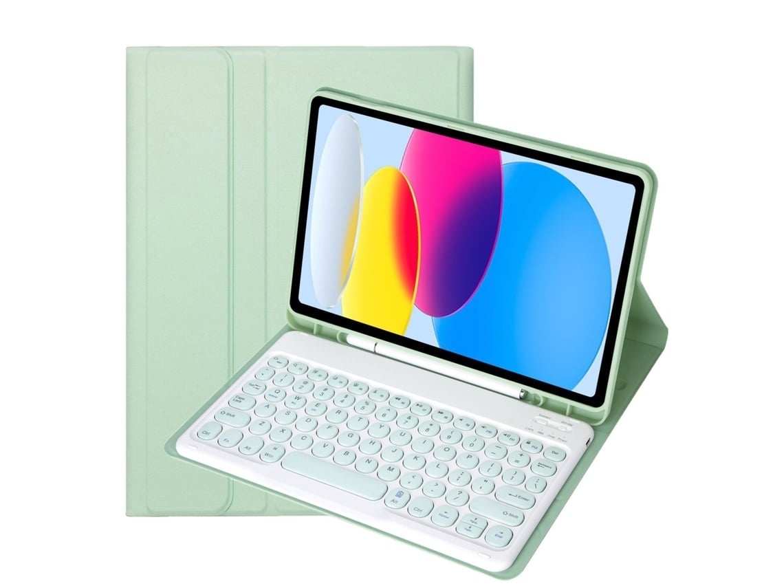 Capa Com Teclado Para Tablet Lurelia, Compatível Com Samsung Galaxy Tab S6 Lite 10.4 P610/615 2022, Verde Claro, Teclado Bluetooth, Fixação Magnética