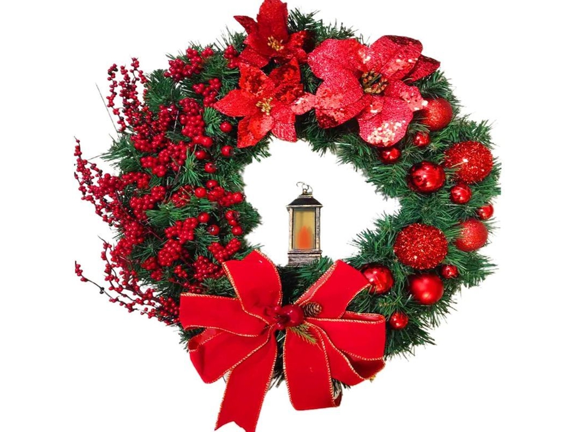 Guirnalda De Natal Pendente Para Porta Decorativa De Pinheiro Artificial Com Luz Led De Bateria 10 Polegadas