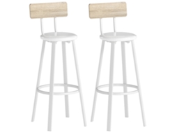 Conjunto De 2 Bancos Melamina De Madeira De Metal Cor Madeira E Branco 41,5x36,5x99,5 Cm Homcom