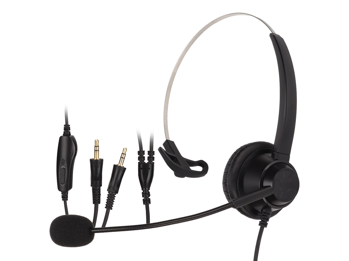 Fone Headset Mono Cancelamento Ruído Plugue 3,5mm Atendimento EOOCOO