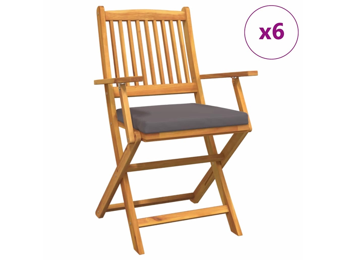 Maison Exclusive - Cadeira Dobrável Com Almofada 6 Pcs Cinzeto 49 X 57,5 X 92cm
