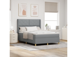 Cama Box Spring Com Colchão Cinza Claro 160x200 Cm Tecido