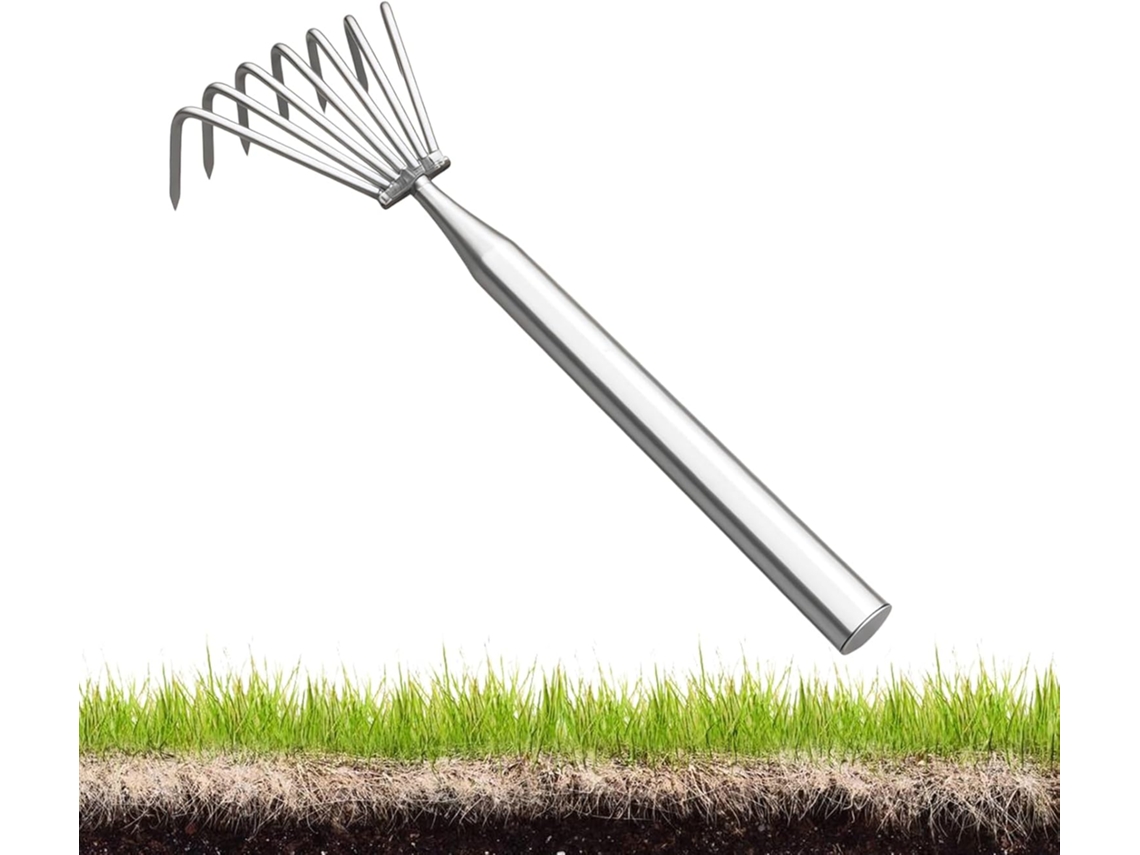 Ancinho De Jardim Em Aço Inoxidável - Cabo Longo Ergonômico - Feito De Metal