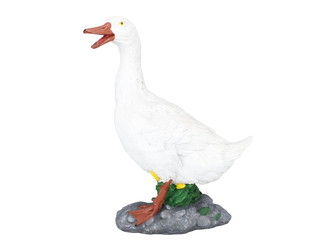 Figura de Pato em Resina Impermeável Jardim Branco
