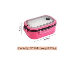 Lancheira Bento À Prova de Vazamentos para Adultos-0240 Rosa Vermelha/1200Ml EVELTEK One size