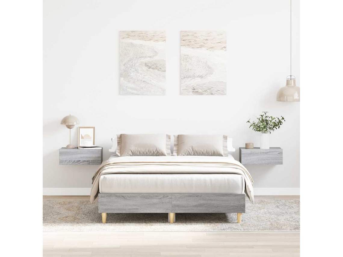 Vidaxl Estrutura De Cama Sem Colchão 135x190 Cm Cinza Sonoma