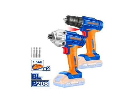 Kit Combinado De Furadeira 20v 10mm 2 Peças Wadfow