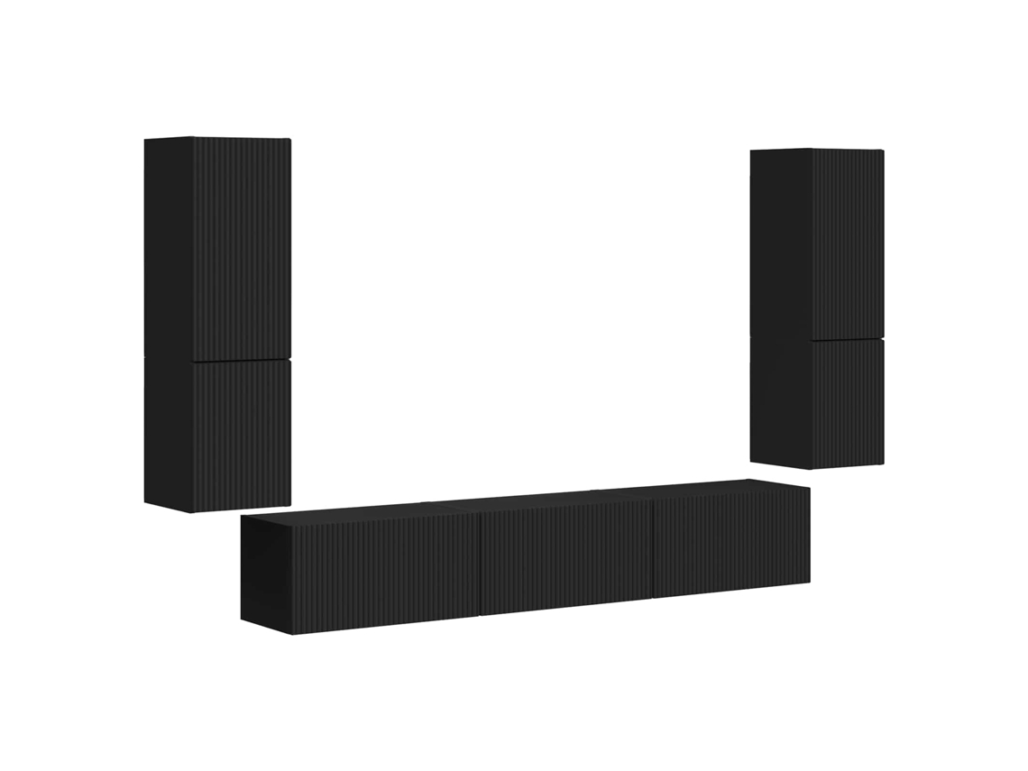 Conjunto Móvel Tv 4 Peças Preto Madeira Processada MAISON EXCLUSIVE