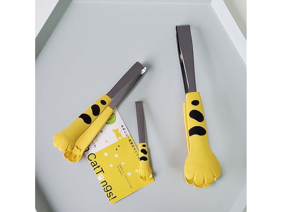 Omni-pinza De Cozinha Em Forma De Garra De Gato 24 Cm Aço Inoxidável Silicone Para Bolos Saladas Churrasco Sorvete Amarelo