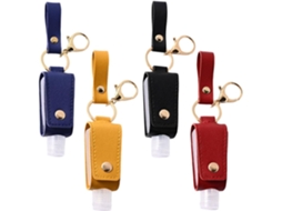 Conjunto De Chaveiros Multifuncionais De 4 Peças Com Frascos Recarregáveis De 30ml Em Couro Pu E Plástico Rígido, Design Exclusivo.