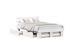 Estrutura da Cama com Cabeceira com Gaveta Branco 120x200 cm MAISON EXCLUSIVE