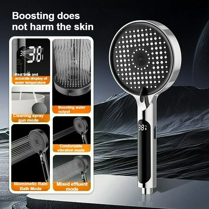 Chuveiro de Mão Led Controle Digital 3 Modos Pressurização MDUG (cromoplatado)