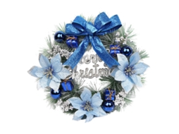 Guirlanda de Natal Azul com Laço Artificial de 30cm para Casa LAXISCREED