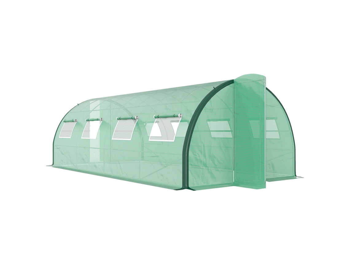 Jardim Estufa, Verde Túnel De Estufas, 18 M², 8 Janelas, 2 Portas Articuladas Em Lona Pe Estrutura Ferro Galvanizado