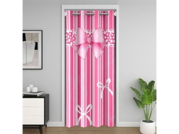Cortina De Porta Feelyou Com Laço Rosa Para Portas E Janelas 150x 203cm, Estampa De Coração, Isolamento Térmico