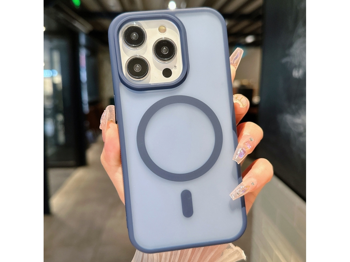 Capa Transparente Híbrida Para Iphone 13 Pro - Tpu E Pc Com Magsafe - Azul