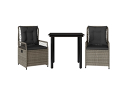 Jantar Set 3 Pcs for Garden with Almofadões Vime Pe Cinza MAISON EXCLUSIVE (3 pcs)