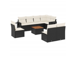 Maison Exclusive - 9 Pcs Conjunto De Sofás P/ Jardim C/ Almofadões Vime Pe Preto