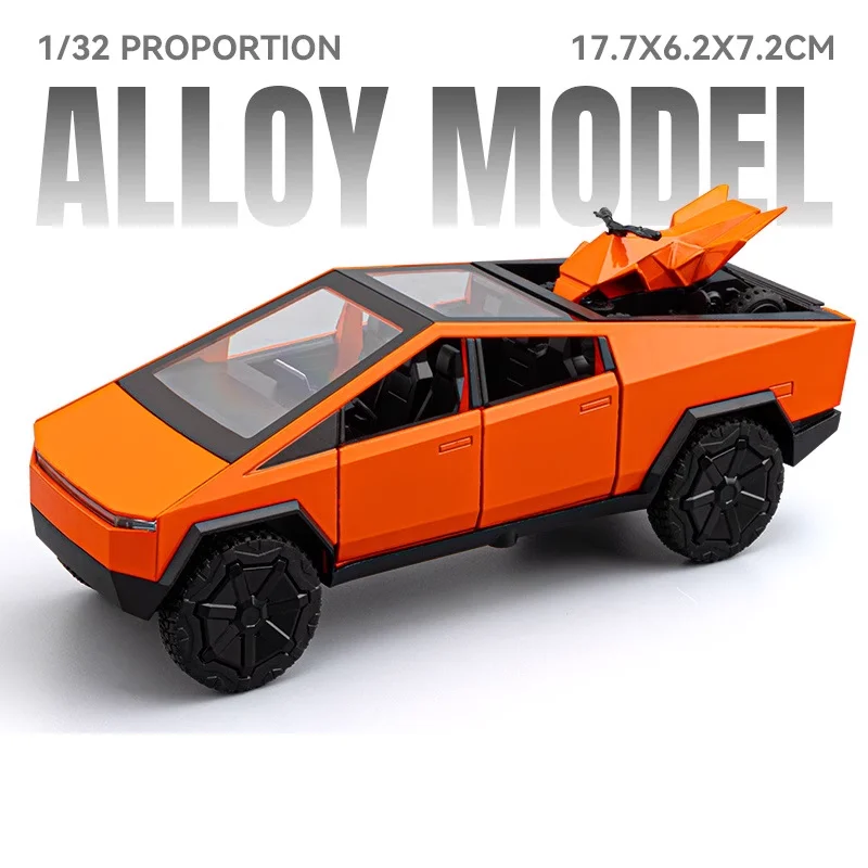 (laranja) Modelo De Caminhonete Em Escala 1:32 Com Funções De Som E Luz, Portas Que Abrem, Veículo Off-road.