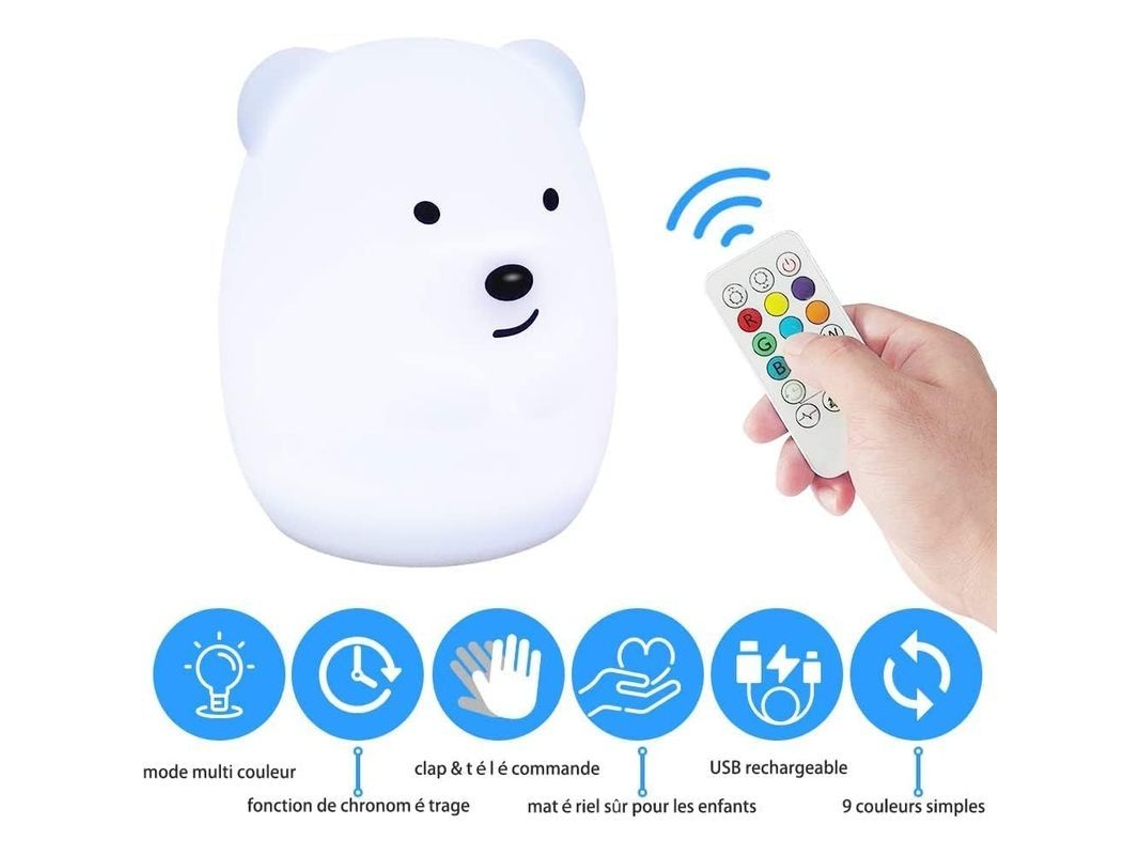 Luz Noturna Urso LED com controle Nova Line