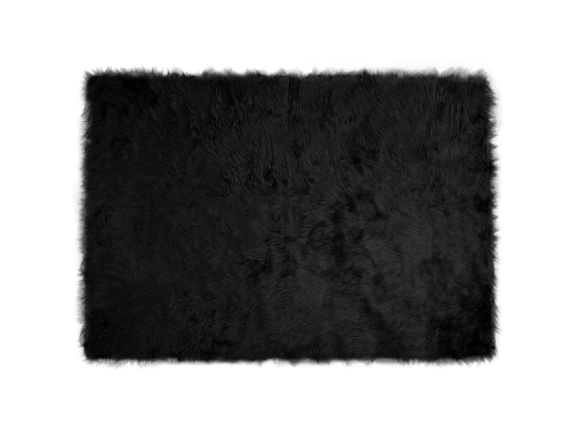 Vidaxl Tapete De De Ovelha Sintética Tafalla Preto 140 X 200 Cm
