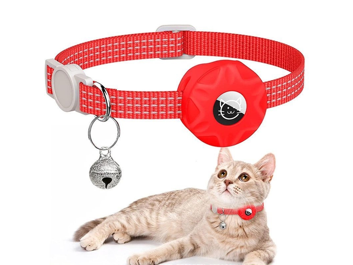 2026 collar para Gato com Porta Airtag, Collar Reflexivo com Fivela de Segurança e Sino Ajustável para Gatinhos e Cachorrinhos Pequenos