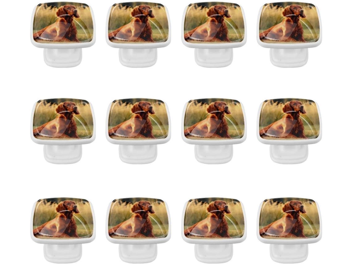 Puxadores Quadrados Para Gavetas De Cômoda, Puxadores Para Armários De Cozinha, 12 Peças, Cachorro Kinspaniel Marrom