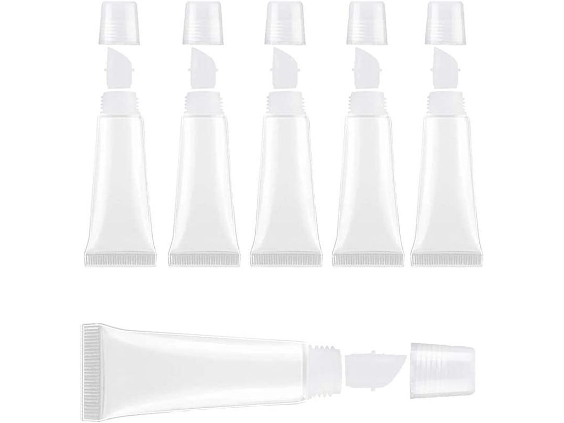 10 Tubos de Brilho Labial 8ml Vazios Transparentes Refiláveis para Cosméticos Mini Portáteis