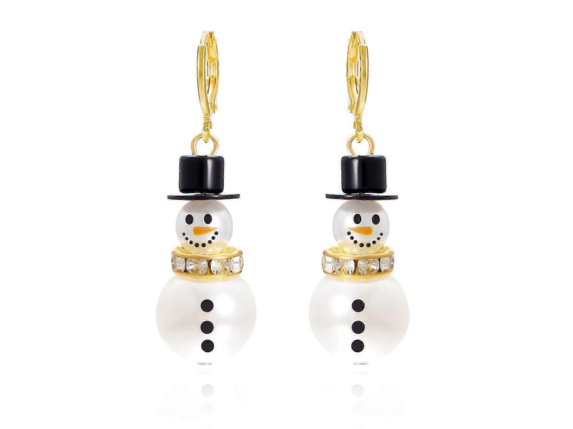 Brincos De Argola Com Boneco De Neve E Flocos De Neve, Jóias Com Pérolas E Cristais