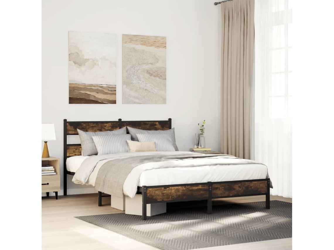 Vidaxl Cama Sem Colchão Com Cabeceira 140x190 Cm Carvalho Sonoma