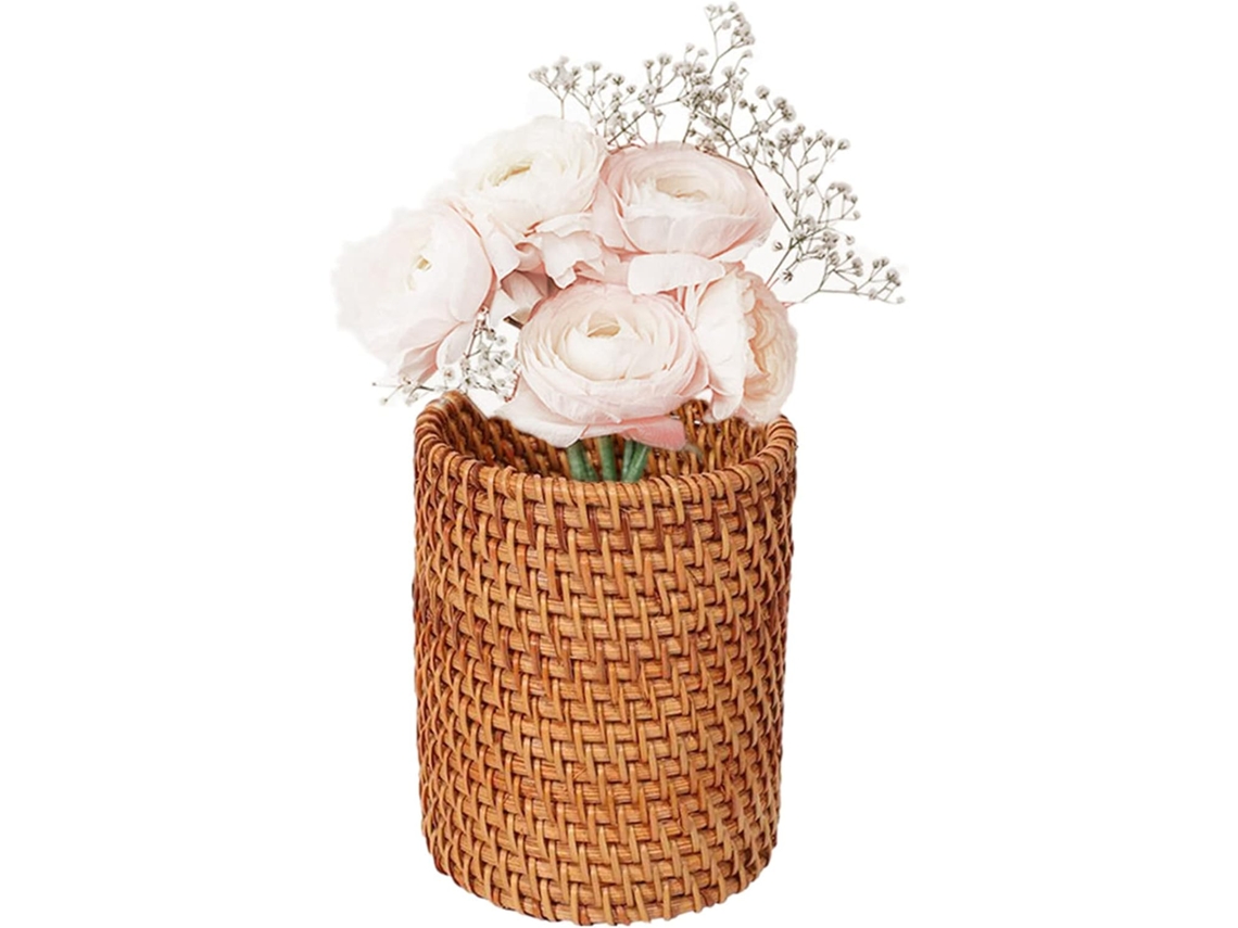 Porta Lápis Rattan, Multifuncional, Feito À Mão, Em Tído de Vime, Pinces de Maquiagem, Organizador