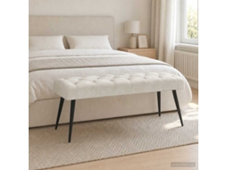 Vidaxl Banco Com Botões Estofados Creme 110 X 40 X 46 Cm Veludo