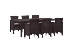 Vidaxl Conjunto De Jantar Para Jardim 7 Unid. Castanho Polipropileno