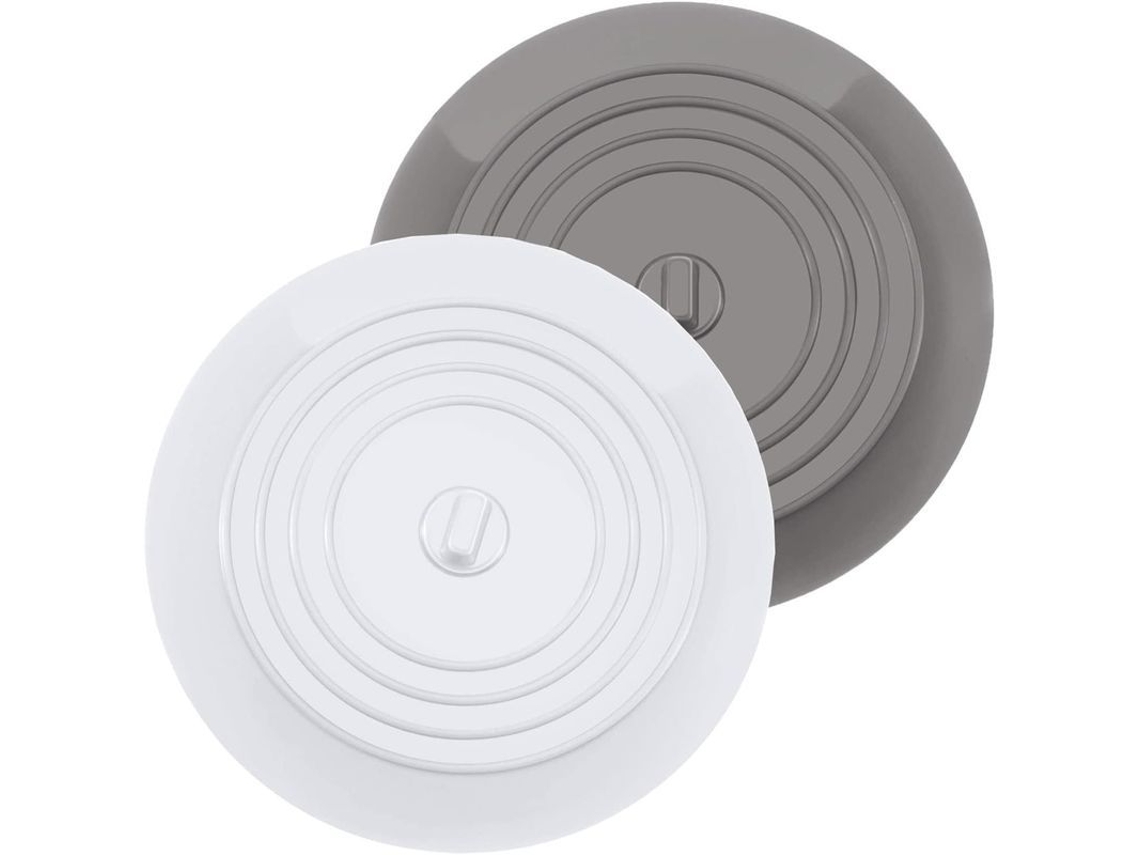 Tapón De Silicona Para Baño Y Cocina Com Diâmetro De 15,3 Cm Para Lavabos, Banheiros E Lavanderias (2 Peças, Branco+cinza)