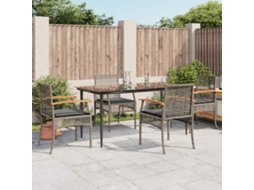 Conjunto de Móveis de Jardim HARLANV1 para refeição com Almofadões vime cinza