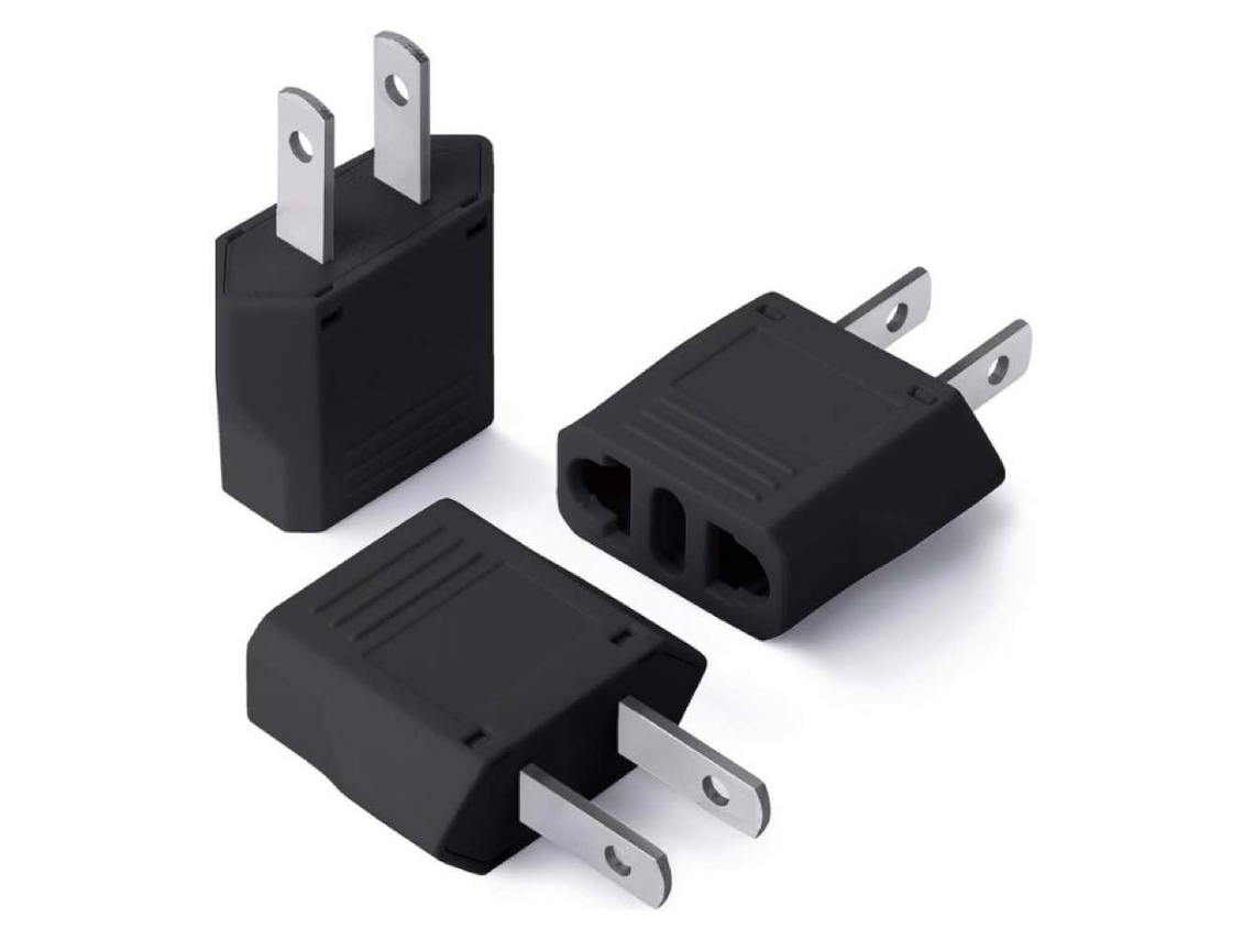 Pacote Com 3 Adaptadores De Viagem Ue Para Eua, Perfeito