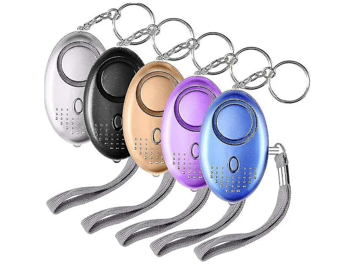 Kit 5 Alarmes Pessoais 140db Luz Led Chaveiro