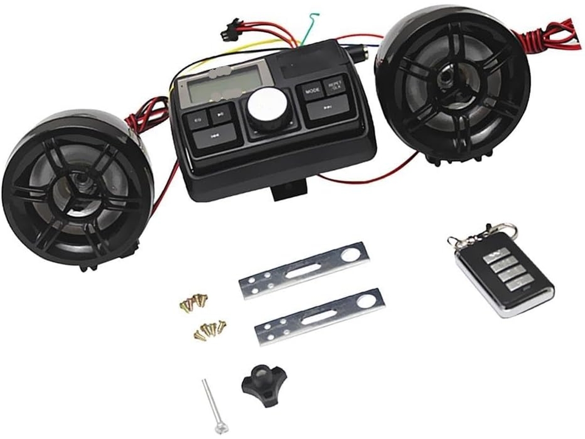 Haut-parleur Radio Lecteur Áudio Rádio Fm Moto Avec 2 Haut-parleurs Noir