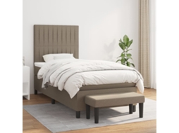 Vidaxl Cama Com Molas/colchão 90x190 Cm Tecido Castanho-acinzentado