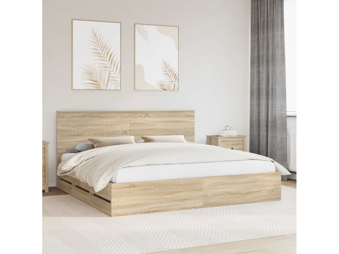 Vidaxl Estrutura da Cama com Gaveta Carvalho Sonoma 200 X 200 Cm